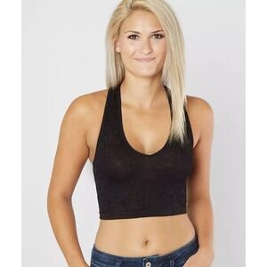 BKE Free People Seamless Textured Racerback‎ Bralette Black Floral XS/S